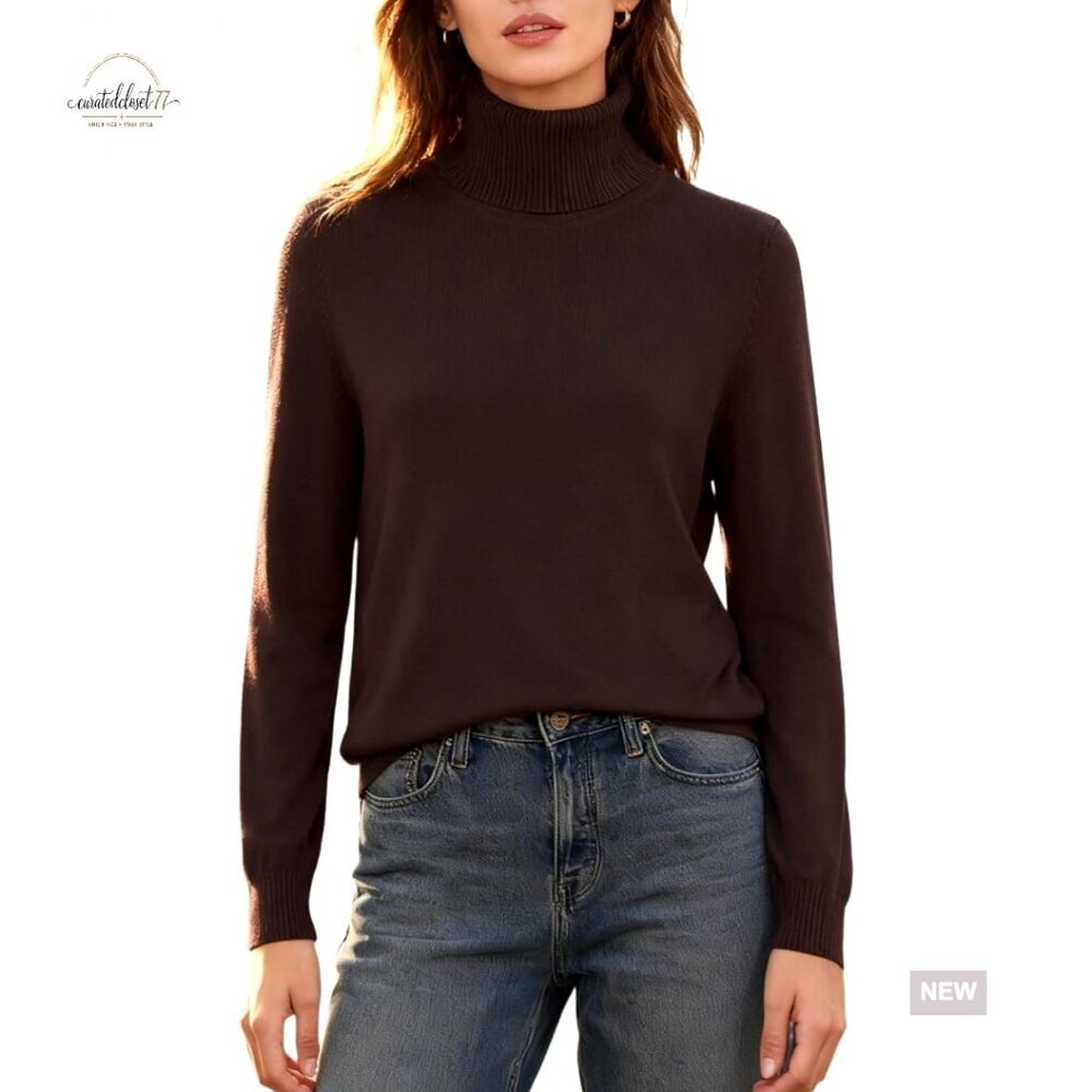 Long Sleeve Turtleneck Pullover Sweater Knit Top Winter Fashion
